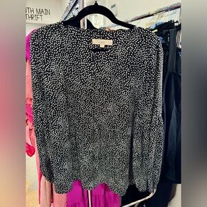 LOFT Black and White Dotted Blouse
